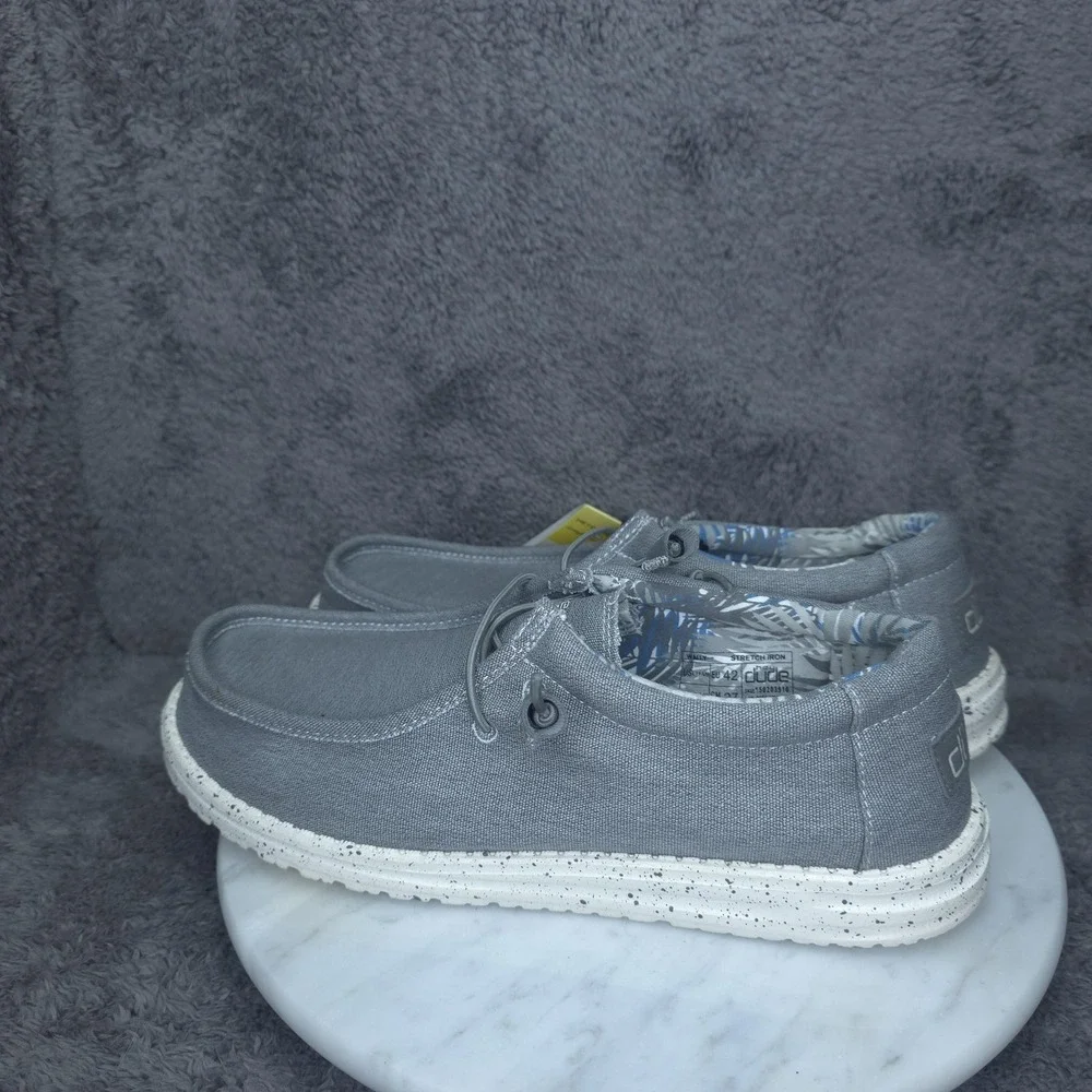 Hey Dude Wally Stretch Iron Shoes Mens Size 9 Gray Slip On Casual Sneakers